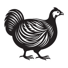Guinea Fowl silhouette with distinctive plume – Guinea Fowl illustration – Minimalist Guinea Fowl vector – Bird silhouette – Bird vector

