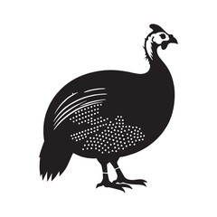 Guinea Fowl silhouette capturing natural beauty – Guinea Fowl illustration – Minimalist Guinea Fowl vector – Bird silhouette – Bird vector

