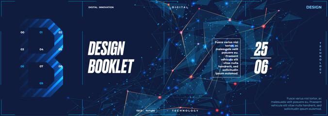 Plexus wireframe background for banner, brochure, booklet, horizontal flyer, and website design. Abstract Low Poly digital tech bg. Futuristic technology background with thin lines, triangles and dots