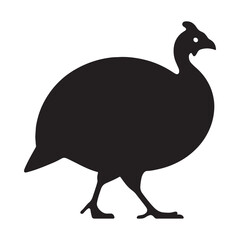 Elegant Guinea Fowl silhouette in natural pose – Guinea Fowl illustration – Minimalist Guinea Fowl vector – Bird silhouette – Bird vector

