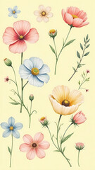 Floral arrangement on a warm, creamy yellow background