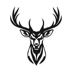 Deer head silhouette, deer face vector illustration, wild animal design, deer logo	