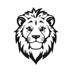 Cartoon lion head, wild animal illustration, jungle predator, cute lion cub vector