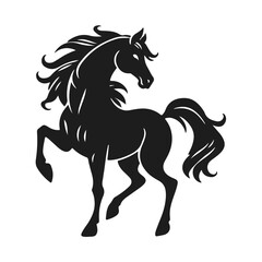 Horse silhouette vector, elegant horse art, black horse head, wild animal sketch, equine graphic design