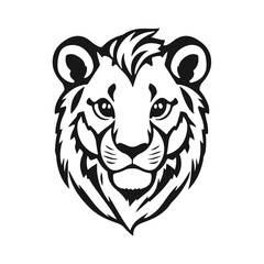 Cartoon lion head, wild animal illustration, jungle predator, cute lion cub vector