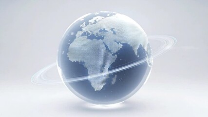 3D animated earth globe with a soft digital texture, subtle glitch overlays, rotating gently on a clean tech background - Powered by Adobe