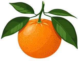 Vector Tangerine with Leaves