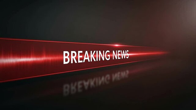 Animated lower third banner in red and white, Breaking News appears with a smooth pulse animation