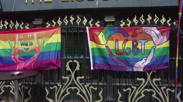 A short clip of colorful LGBT banners.
