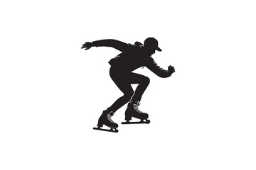 Fototapeta premium A black-and-white skating against a white background in a straightforward and inconspicuous vector silhouette