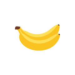 Banana Vector Illustration in Bright Yellow on White Background.