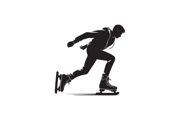 Obraz premium A black-and-white skating against a white background in a straightforward and inconspicuous vector silhouette