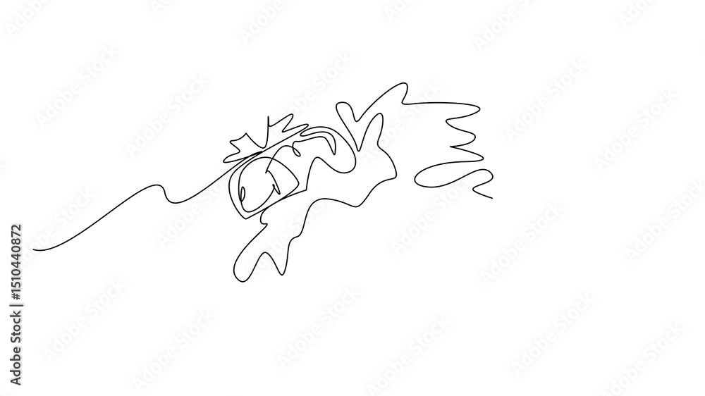 Aufkleber self drawing animation of single one line drawing strawberries are cut into 2 parts and the bottom p