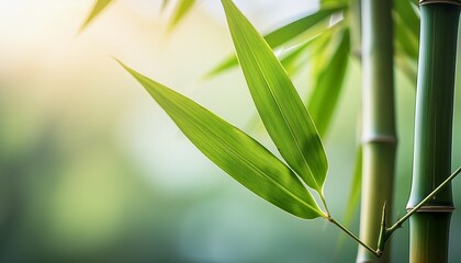 a bamboo leaf against a soft muted background for graphic resources