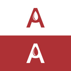 letter A with blood drop logo Design modern concept