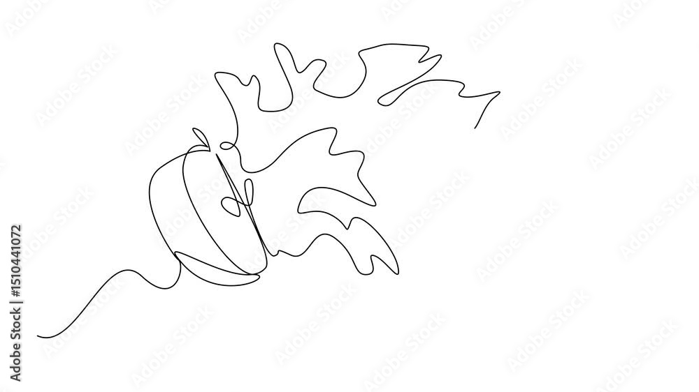 Poster animation of continuous line drawing apple cut in half and splash juice comes out of the bottom. dri