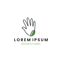 The logo design is a combination of the shape of a hand and a leaf