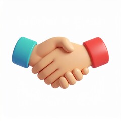 3D Render of a Cartoon Handshake on White Background