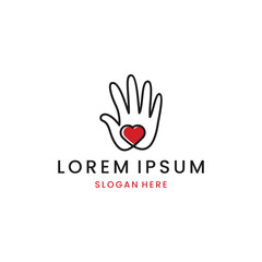hands with love minimalist logo icon vector design illustration template