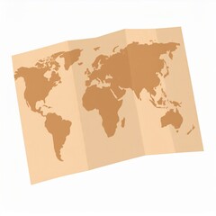 Folded Beige World Map Illustration