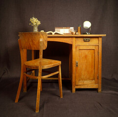 vintage furniture on dark background