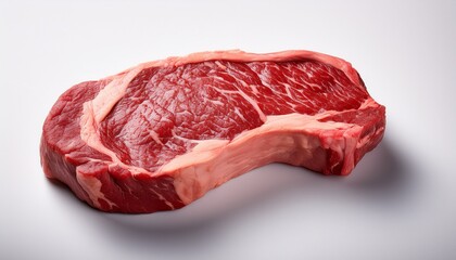 Fototapeta premium a photorealistic image of an unlit ribeye steak against a white background