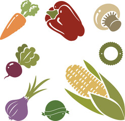 set of vegetable vector illustration element