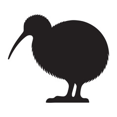 Distinctive Kiwi silhouette with beak focus – Kiwi illustration – Minimalist Kiwi vector – Bird silhouette – Bird vector

