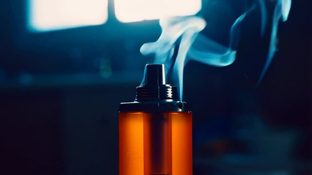 Amber Perfume Bottle with Smoky Vapor