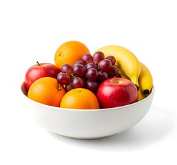 Fresh Fruit Ceramic Bowl on White Background