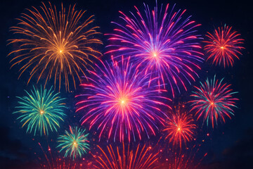 Fireworks light up the night sky.