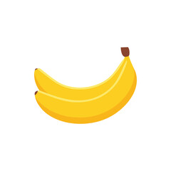 Banana Vector Illustration in Bright Yellow Color on White Background.
