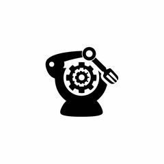Autonomous Kitchen Robot Icon with Cooking Arm or Appliance