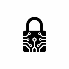 Digital Privacy Lock Vector Silhouette Icon Design