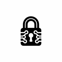 Digital Privacy Lock Vector Silhouette Icon Design