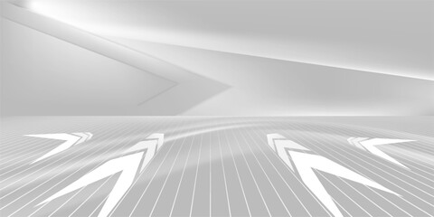 3D rendering of silver foil abstract geometric background. Scene for advertising design, showroom, technology, future, modern, sports, games, metaverse, cosmetics, warehouse, garage.