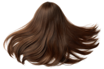 flowing brown hair isolated on transparent background