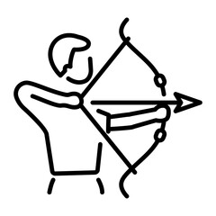 A line style icon showing a character holding an archery bow 
