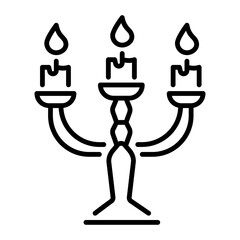 A line style icon depicting a decorative candelabra 