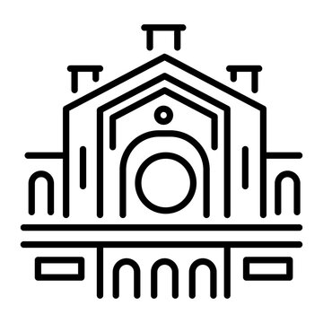 A line style icon depicting ally pally building