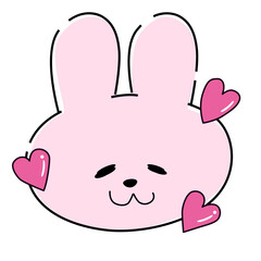 Obraz premium ハートが出ているピンクのうさぎイラスト24