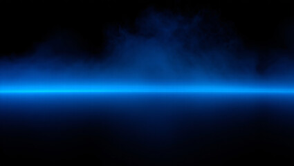 Abstract blue light horizon with smoky atmosphere and dark background for creative designs
