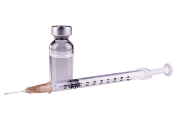 medical vial and syringe isolated on white, transparent background. high quality png image