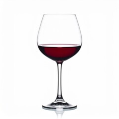 Red Wine in Elegant Glass on White Background
