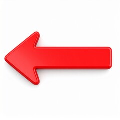 Red 3D Glossy Left Arrow on White Background