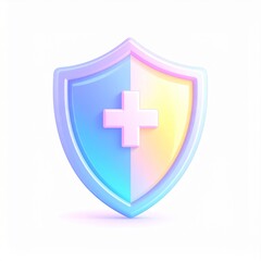Obraz premium Pastel 3D Render of a Protective Shield with a Plus Sign
