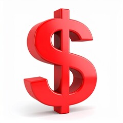 Red 3D Dollar Sign on White Background