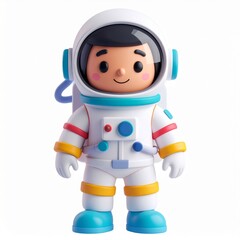 Fototapeta premium Smiling Cartoon Astronaut in Colorful Spacesuit