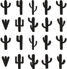 cactus icon set vector logo symbol desert flower botanic plant garden summer tropical illustration doodle in flat