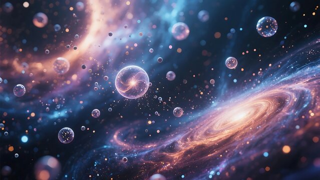 Cosmic Nebula with Glowing Blue and Orange Hues in Dark Space